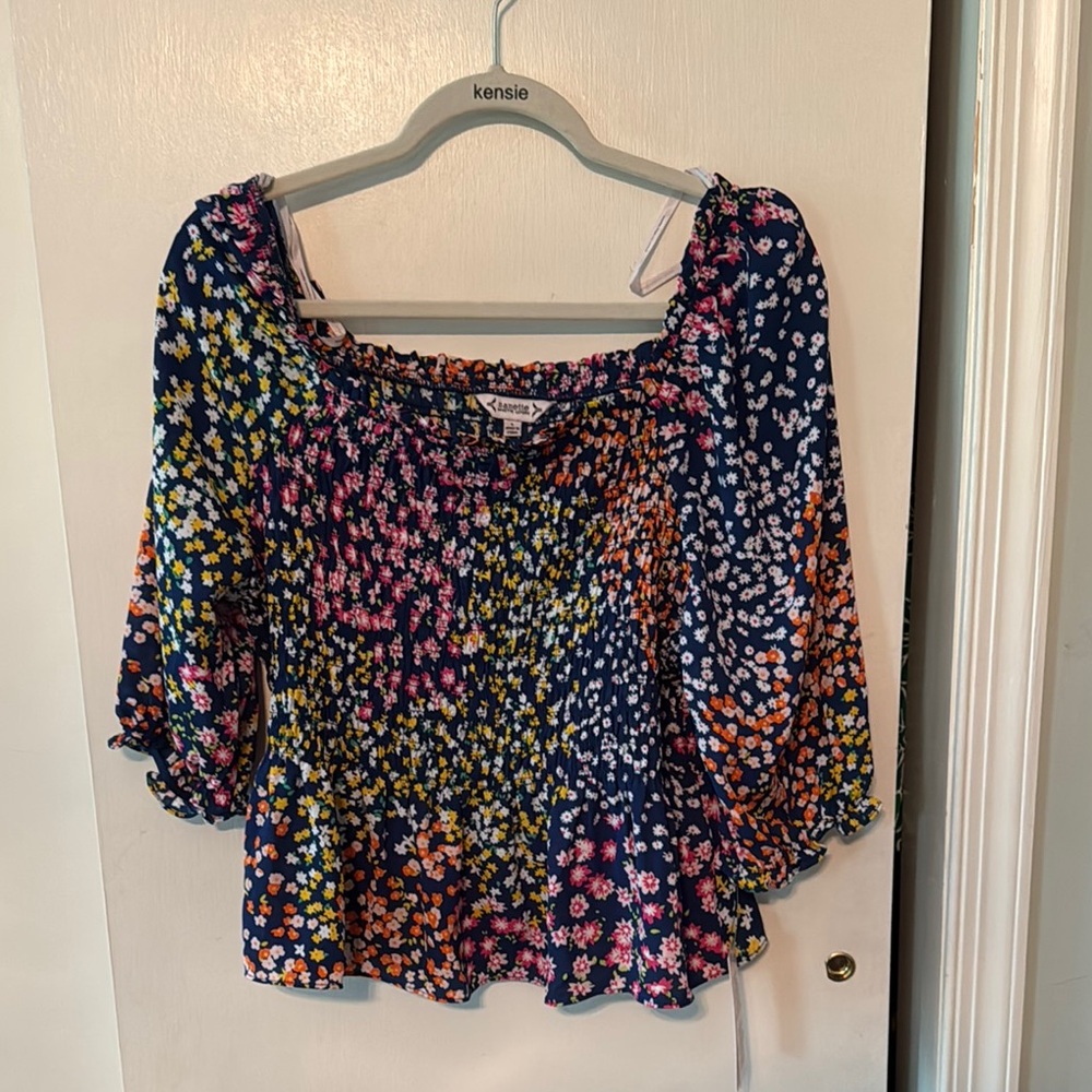 NWT Nanette by Nanette Lepore Smocked Elastic Floral Top